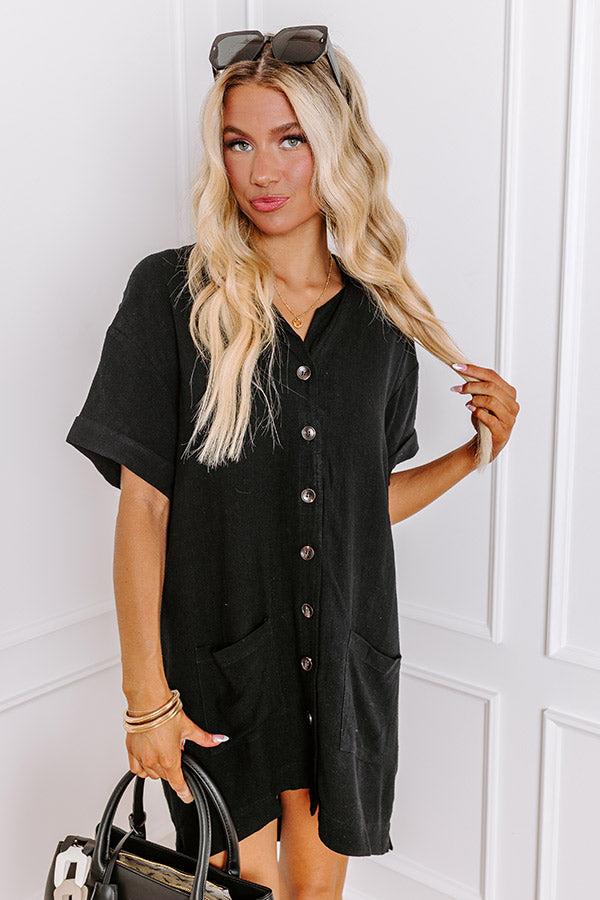St. Lucia Bound Linen-Blend Mini Dress in Black Product Image
