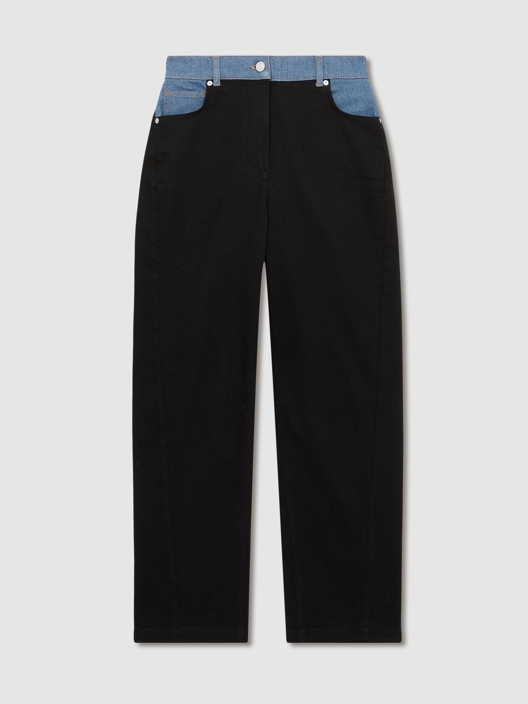 Colour-Block Straight-Leg Jeans in Black Product Image