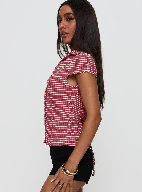 Arianwyn Short Sleeve Shirt Red Check Product Image