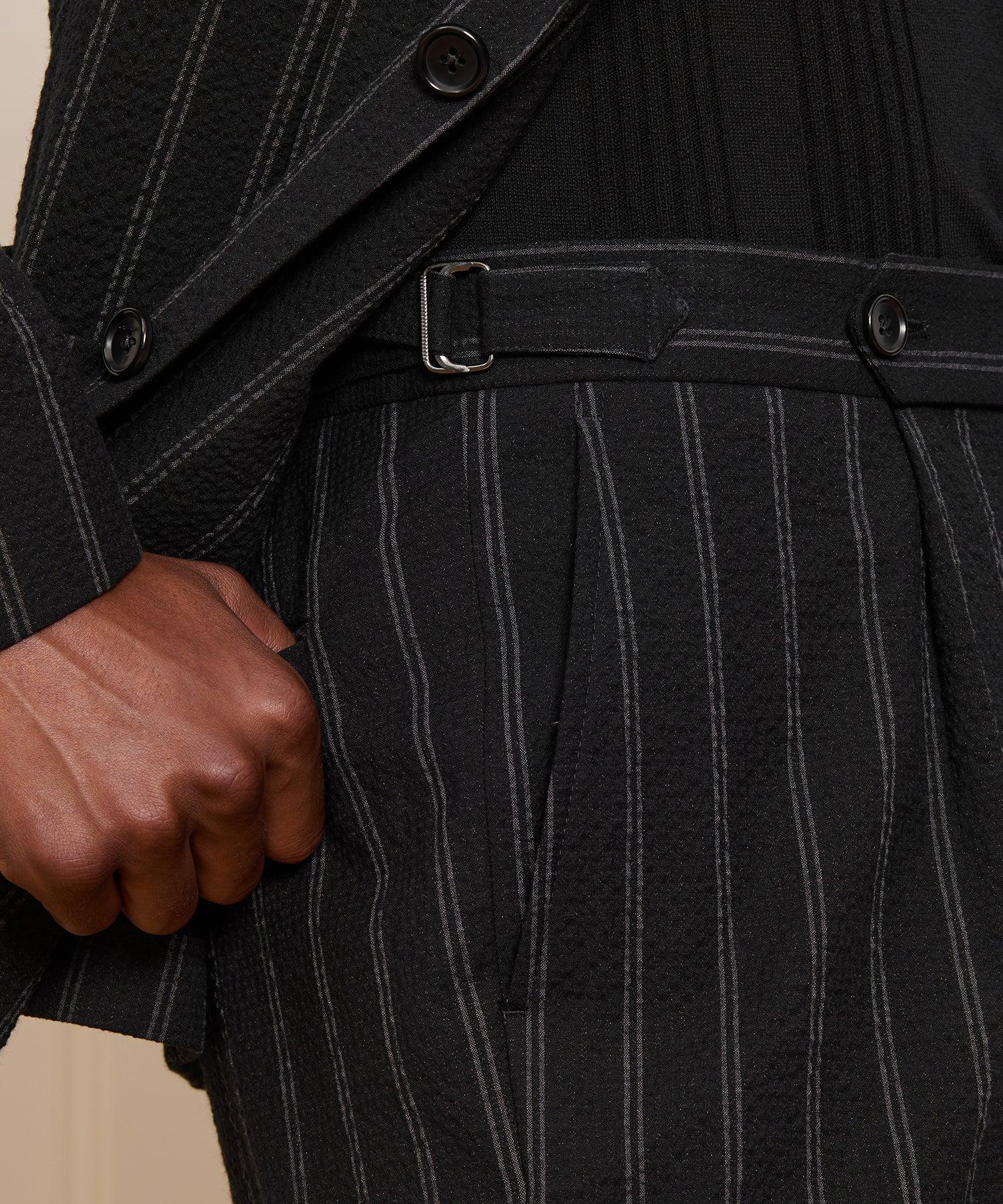 Italian Seersucker Striped Side Tab Trouser Product Image