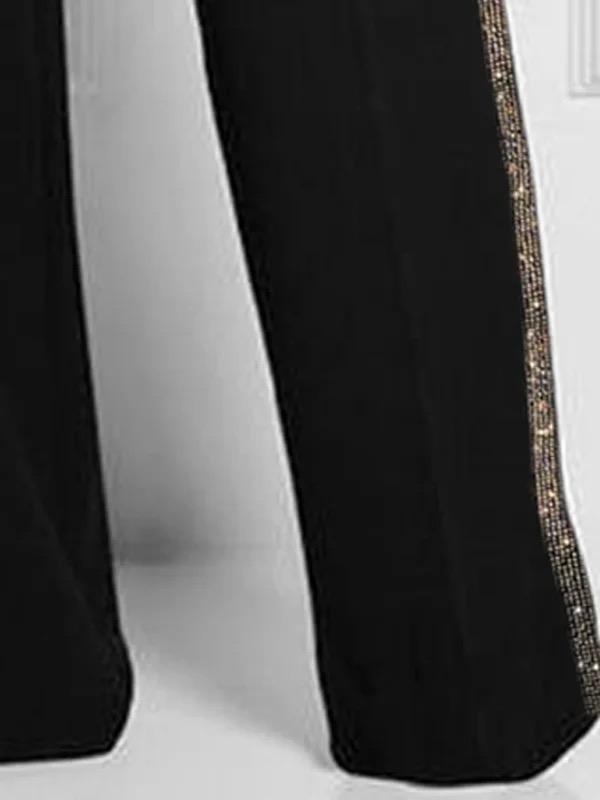 High Waisted Loose Buttoned Pockets Solid Color Pants Trousers Product Image