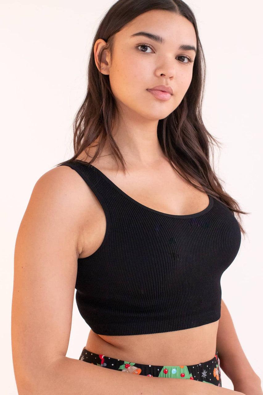 Black Seamless Ribbed Sports Bra 1 Product Image