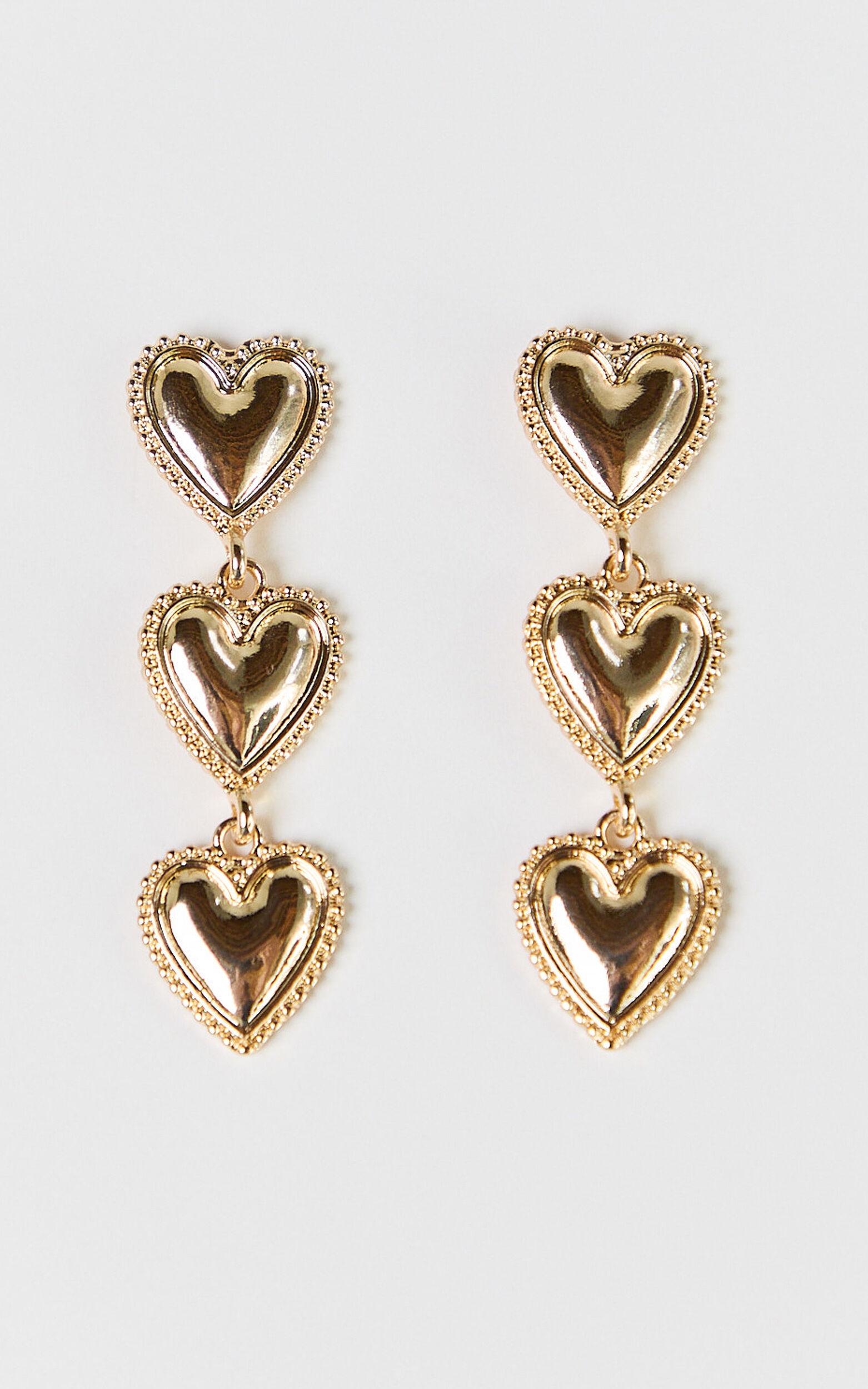 Kendra Earrings - Heart Drop Earrings in Gold Product Image