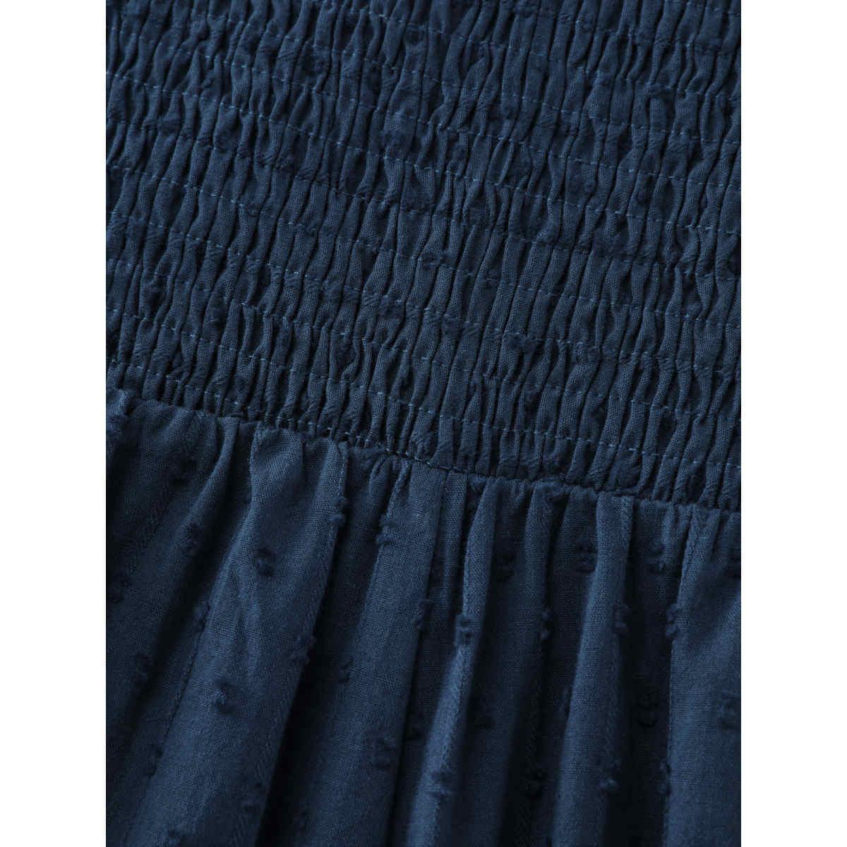 Plus Size Indigo Pure Cotton Textured Pockets Jumpsuit Women Timeless Half Sleeve Heart neckline Elegant Loose Jumpsuits BloomChic 18-20/2X Product Image