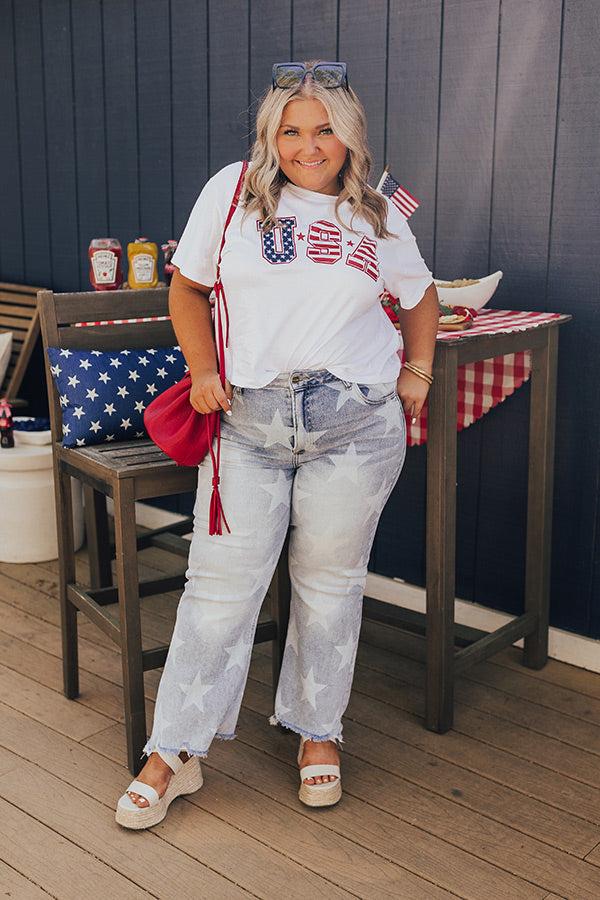 USA Flag Print Graphic Tee Curves Product Image