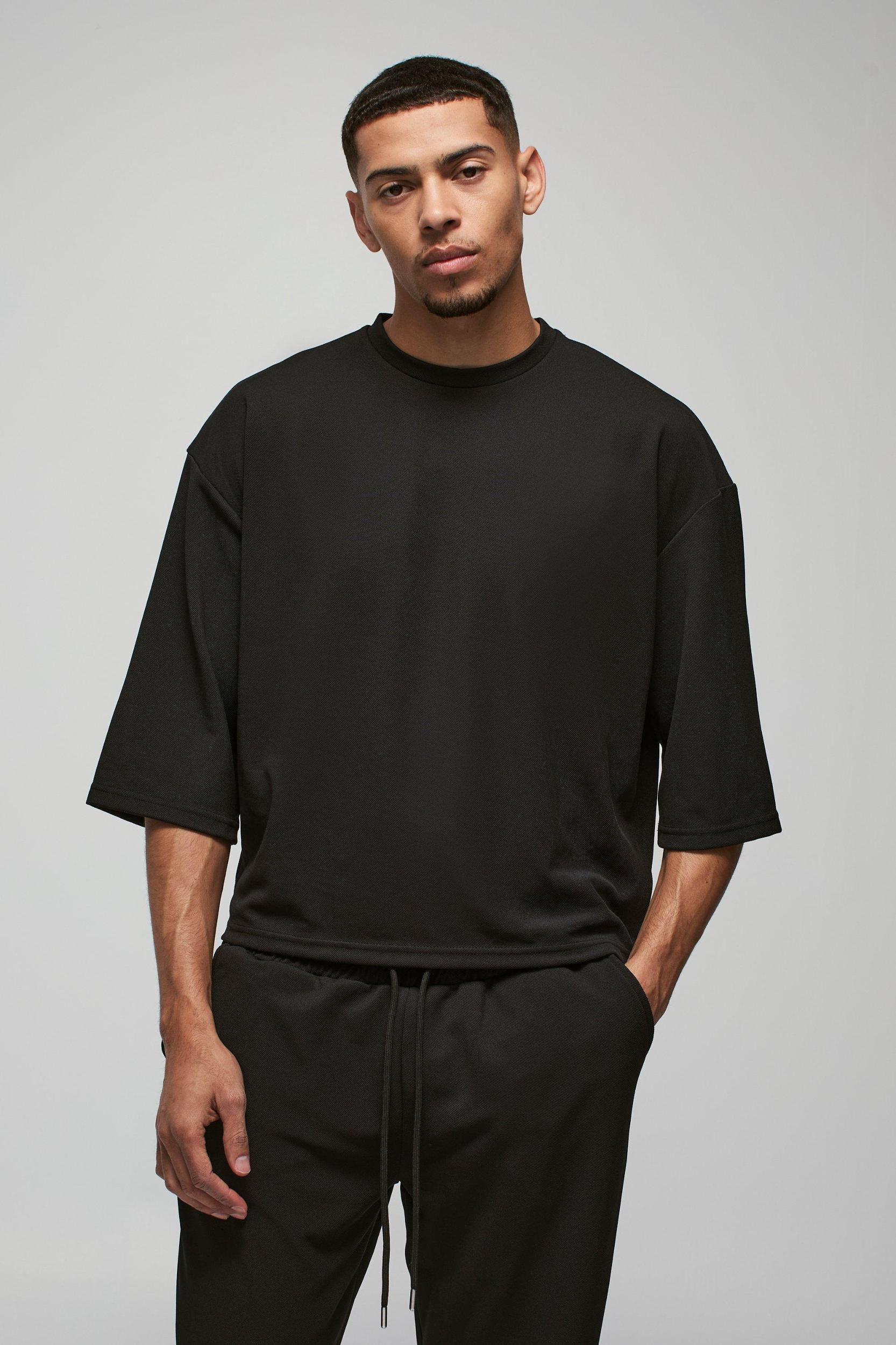 Oversized Jersey Twill Boxy Half Sleeve T-shirt and Sweatpants set | boohooMAN USA Product Image