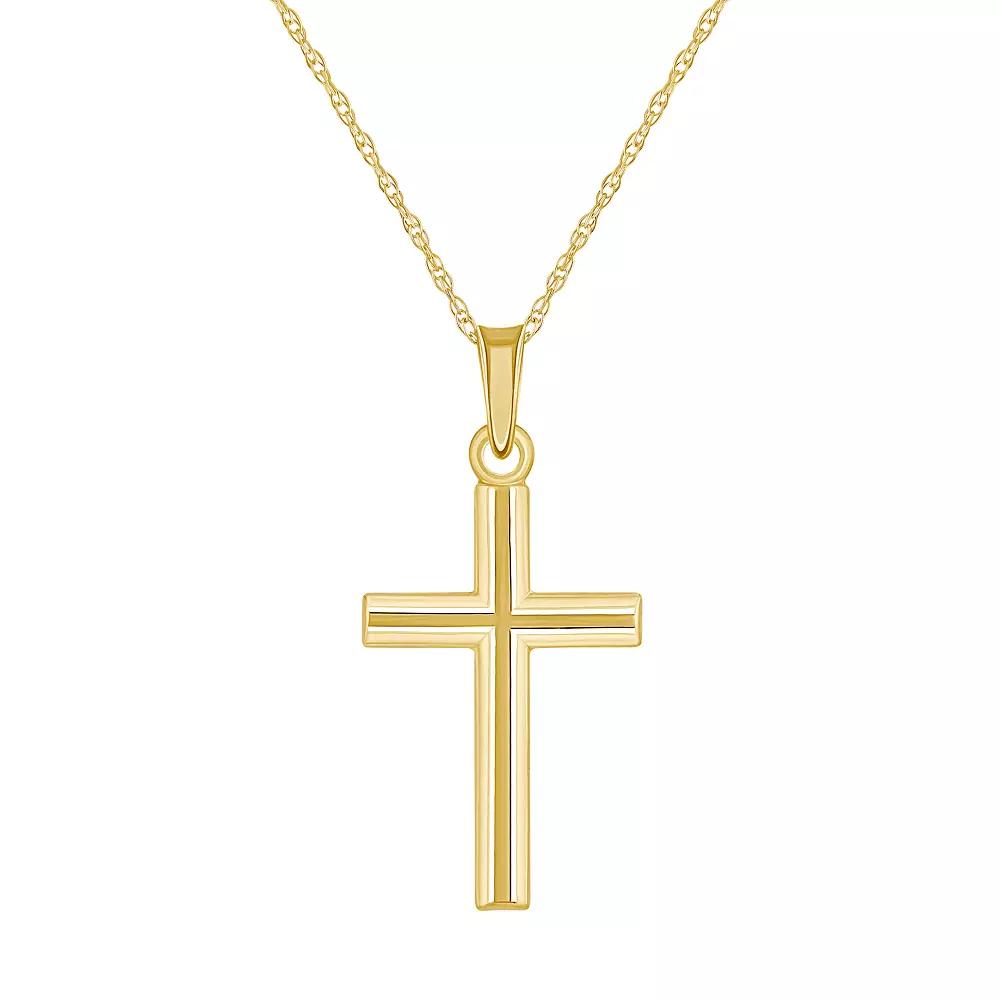 14k Gold Linear-Accent Cross Pendant Necklace, Women's, Size: 18" Product Image