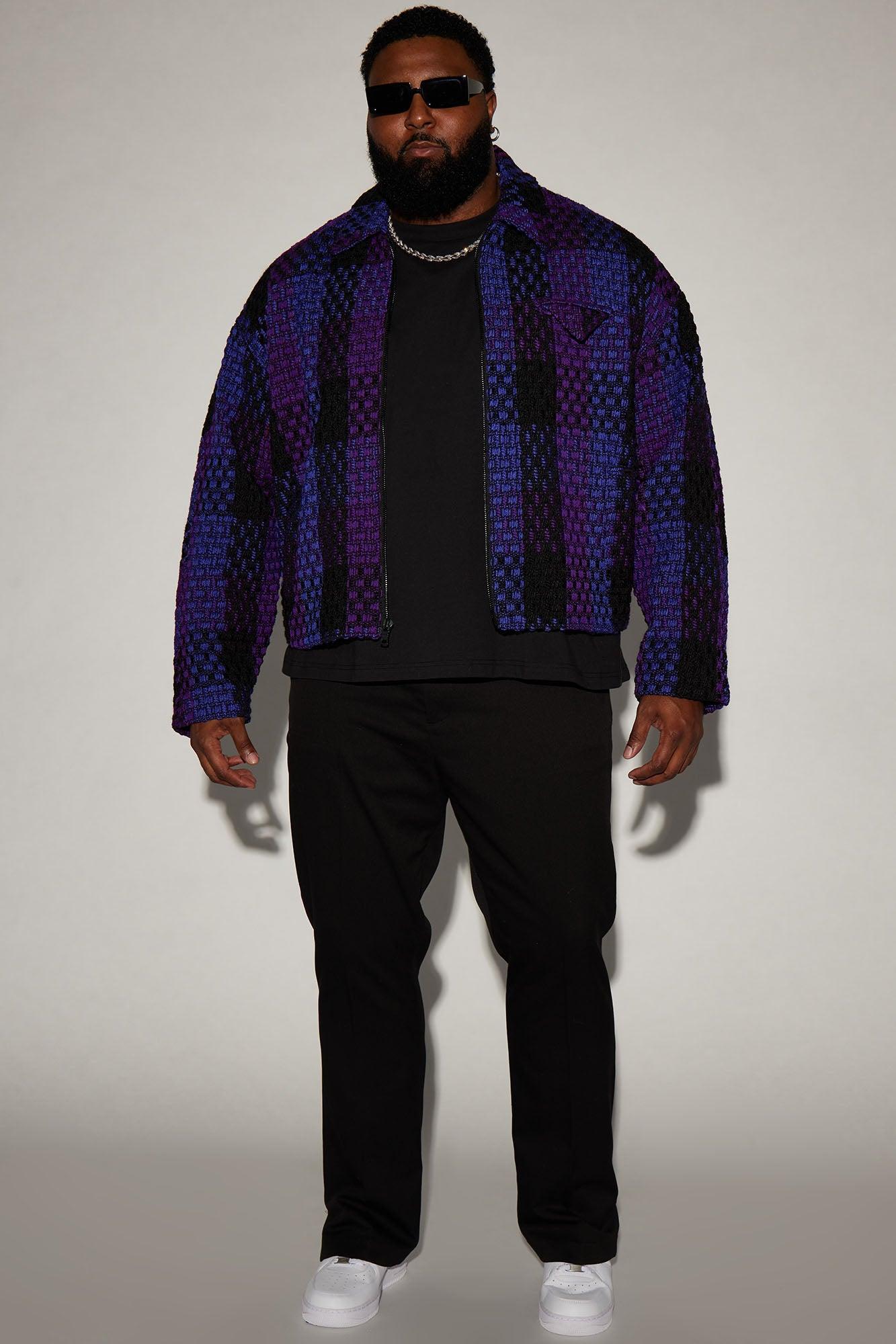 Beverly Tweed Cropped Chore Jacket - Purple/combo Product Image