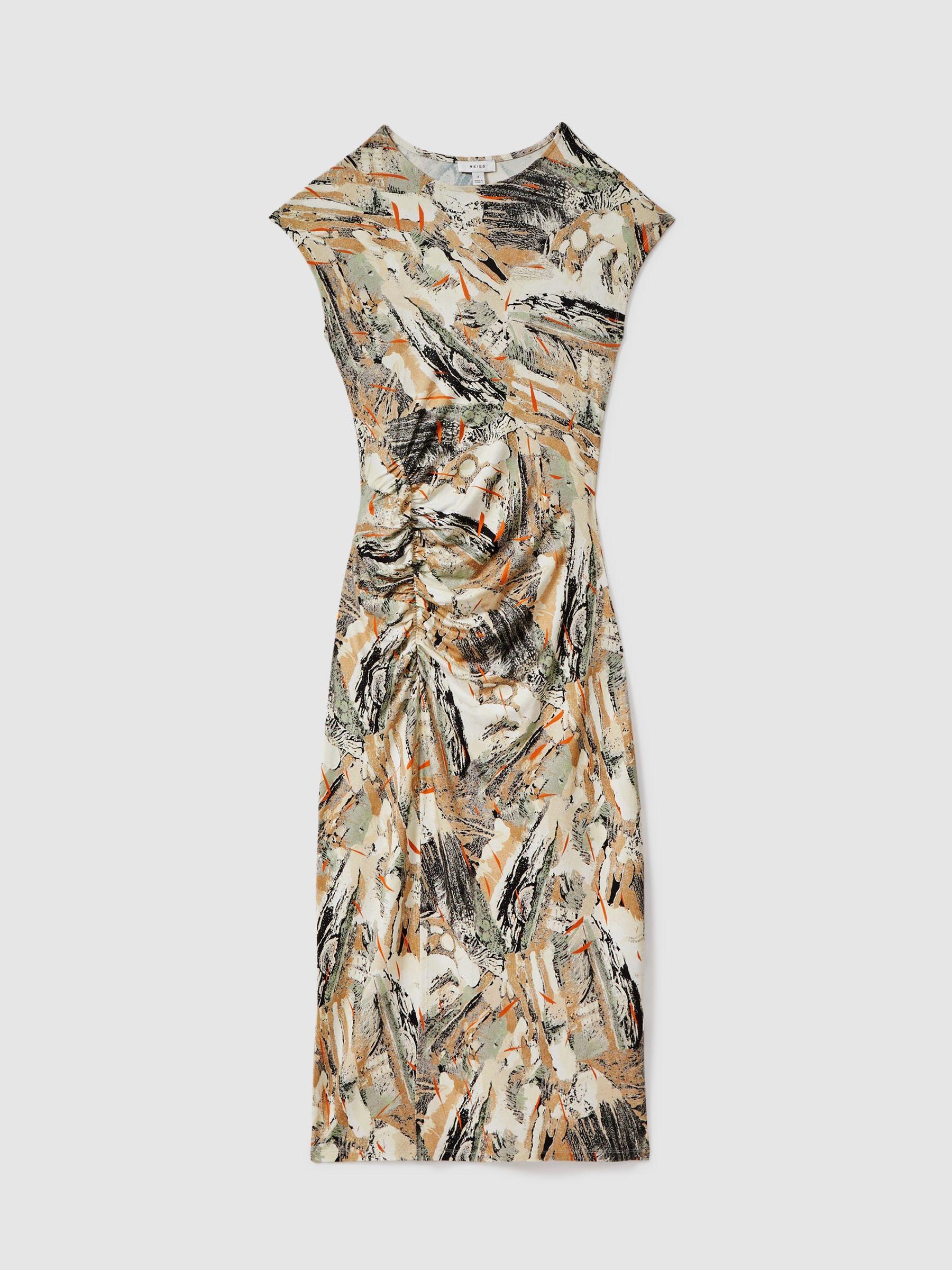 Printed Jersey Midi Dress in Multi Product Image