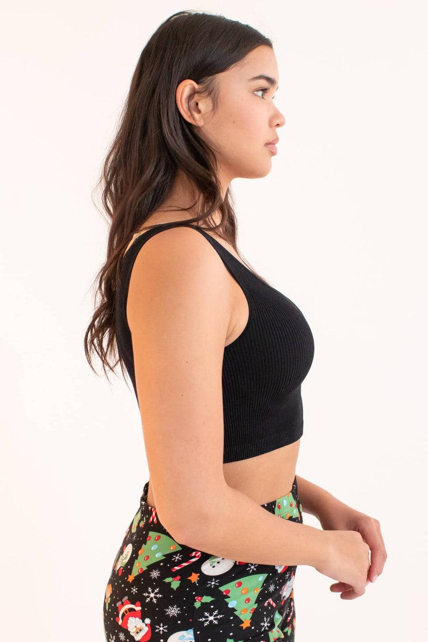 Black Seamless Ribbed Sports Bra 1 Product Image