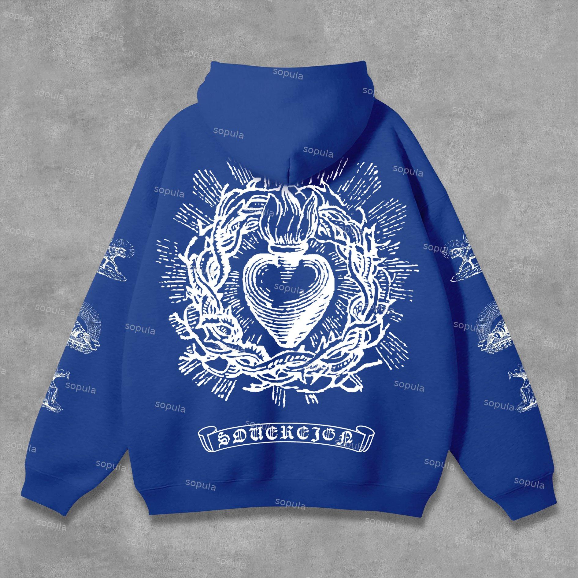 Sopula Unisex Men's Sovereign Faith Sacred Heart Graphics Pocket Hoodie Product Image