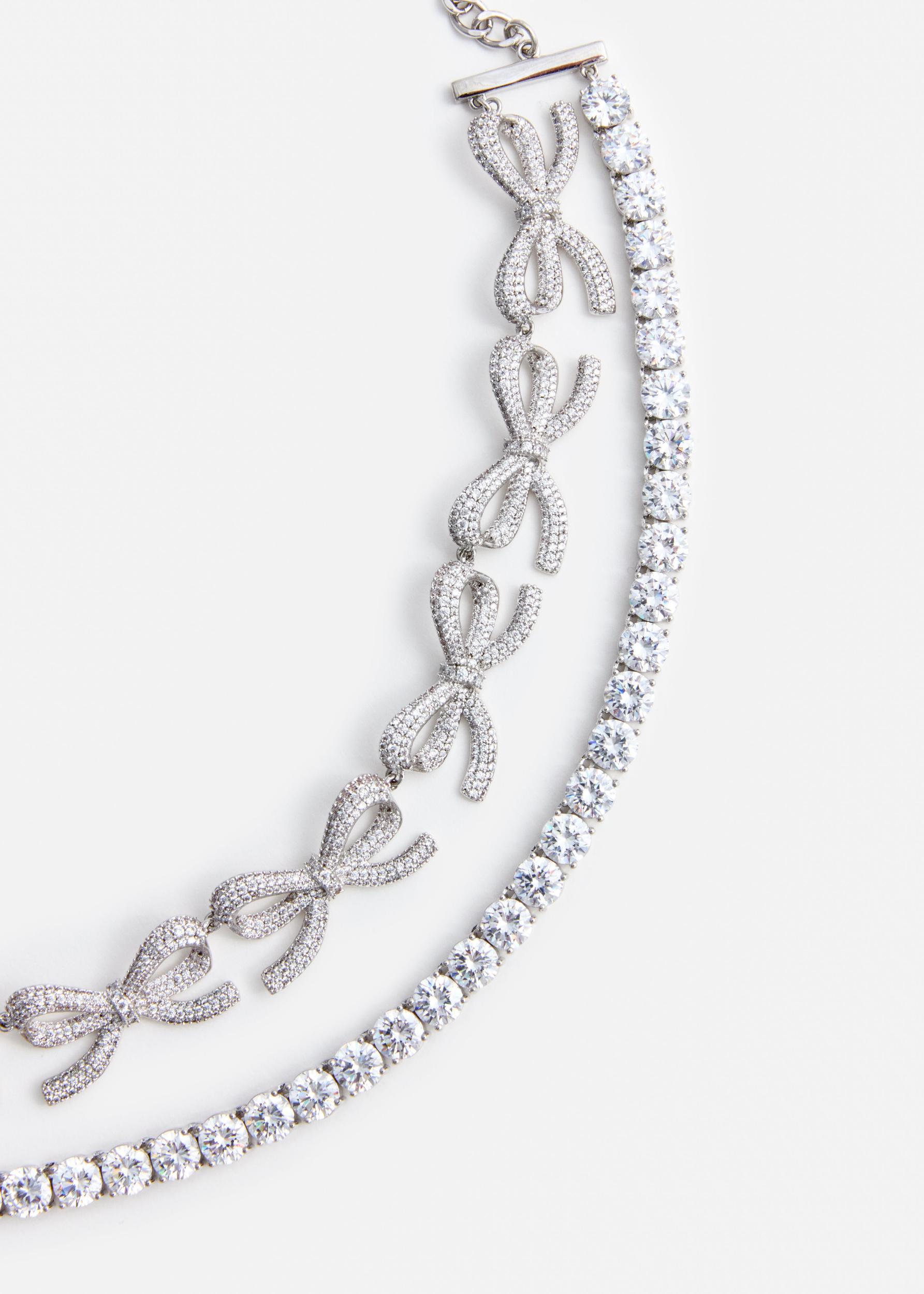 Crystal Bows Diamante Necklace Product Image