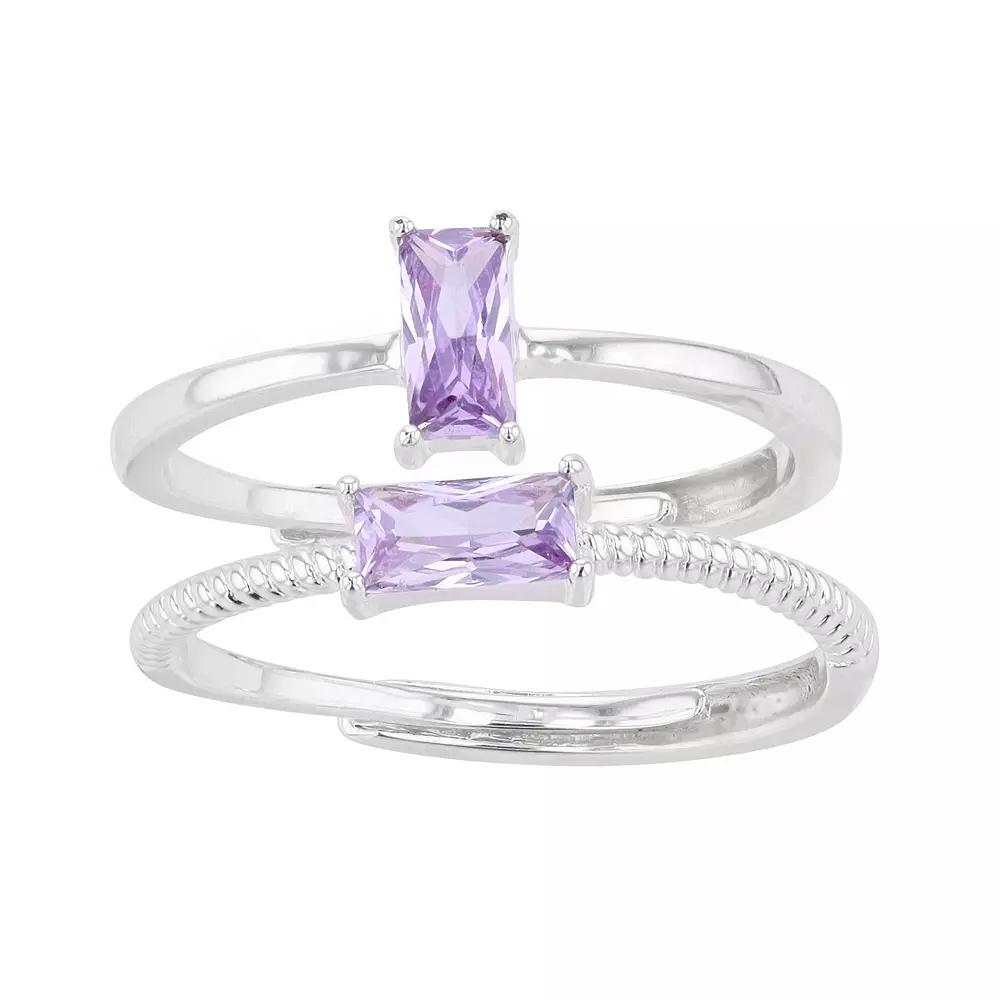 City Luxe Birthstone Simulated Gemstone Duo Ring Set, Women's, Silver Tone June Product Image