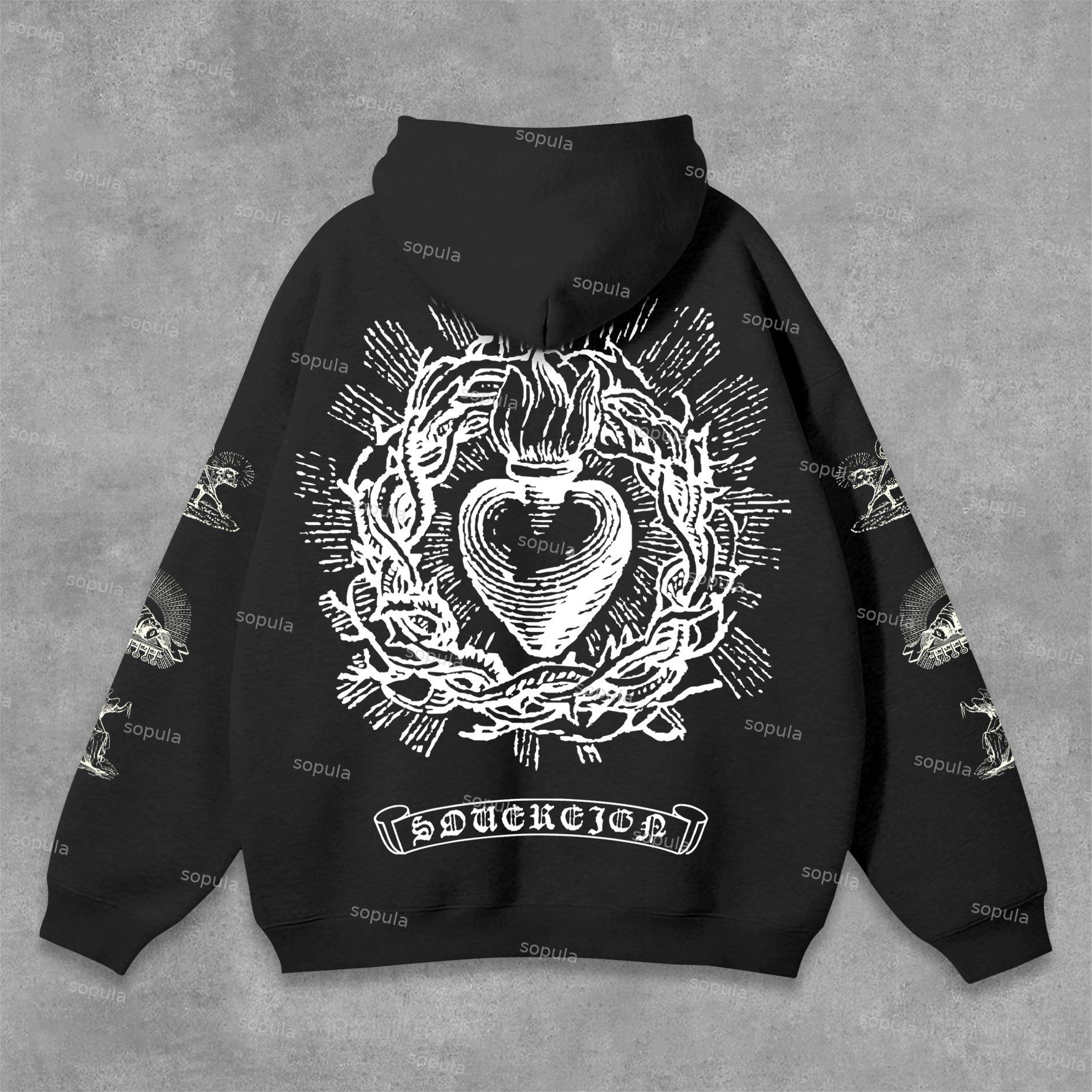 Sopula Unisex Men's Sovereign Faith Sacred Heart Graphics Pocket Hoodie Product Image