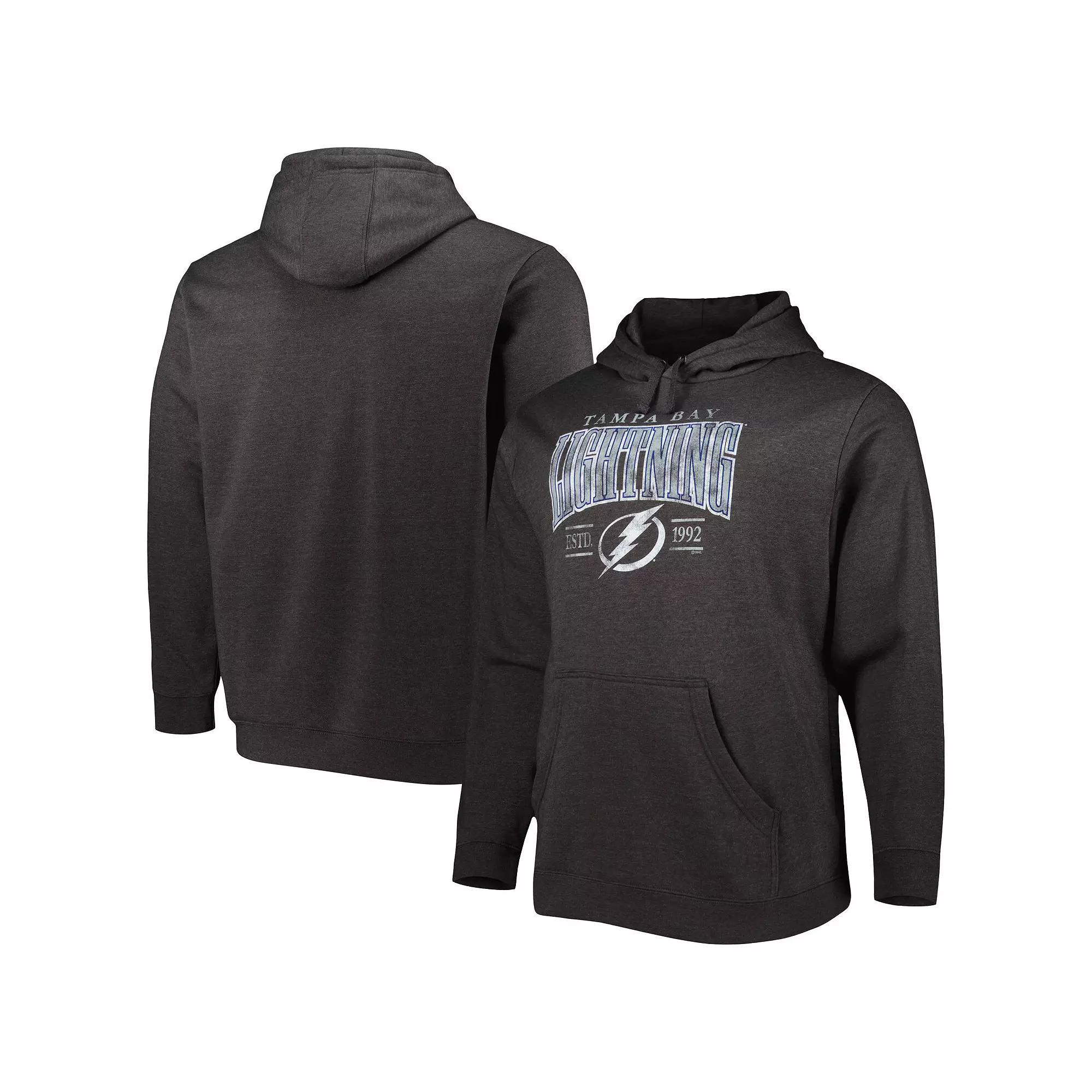Men's Fanatics Branded Heather Charcoal Tampa Bay Lightning Big & Tall Dynasty Pullover Hoodie,  Product Image