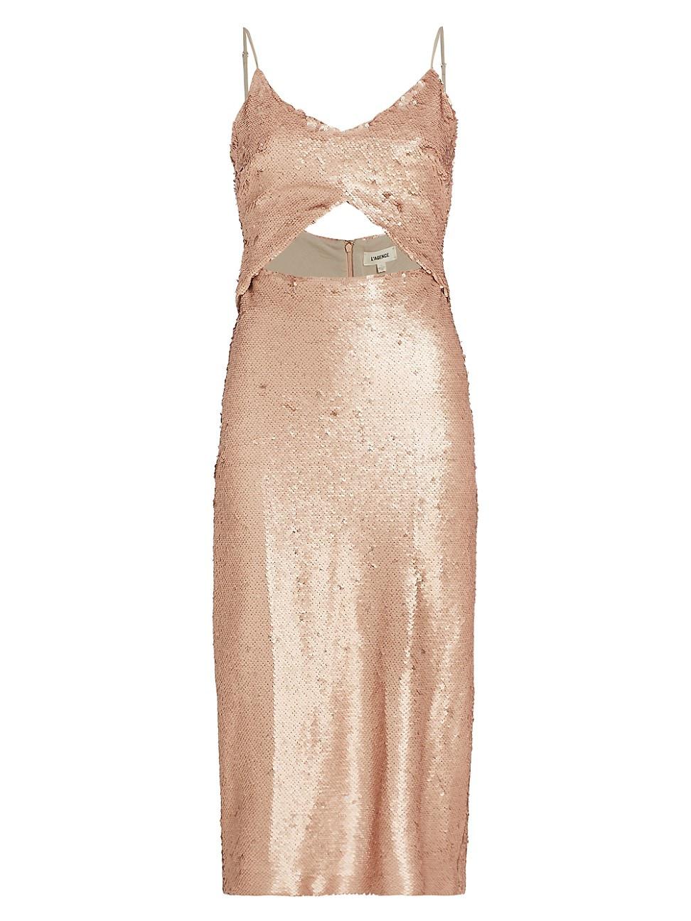 Womens Femme Sequin Cut-Out Midi-Dress Product Image