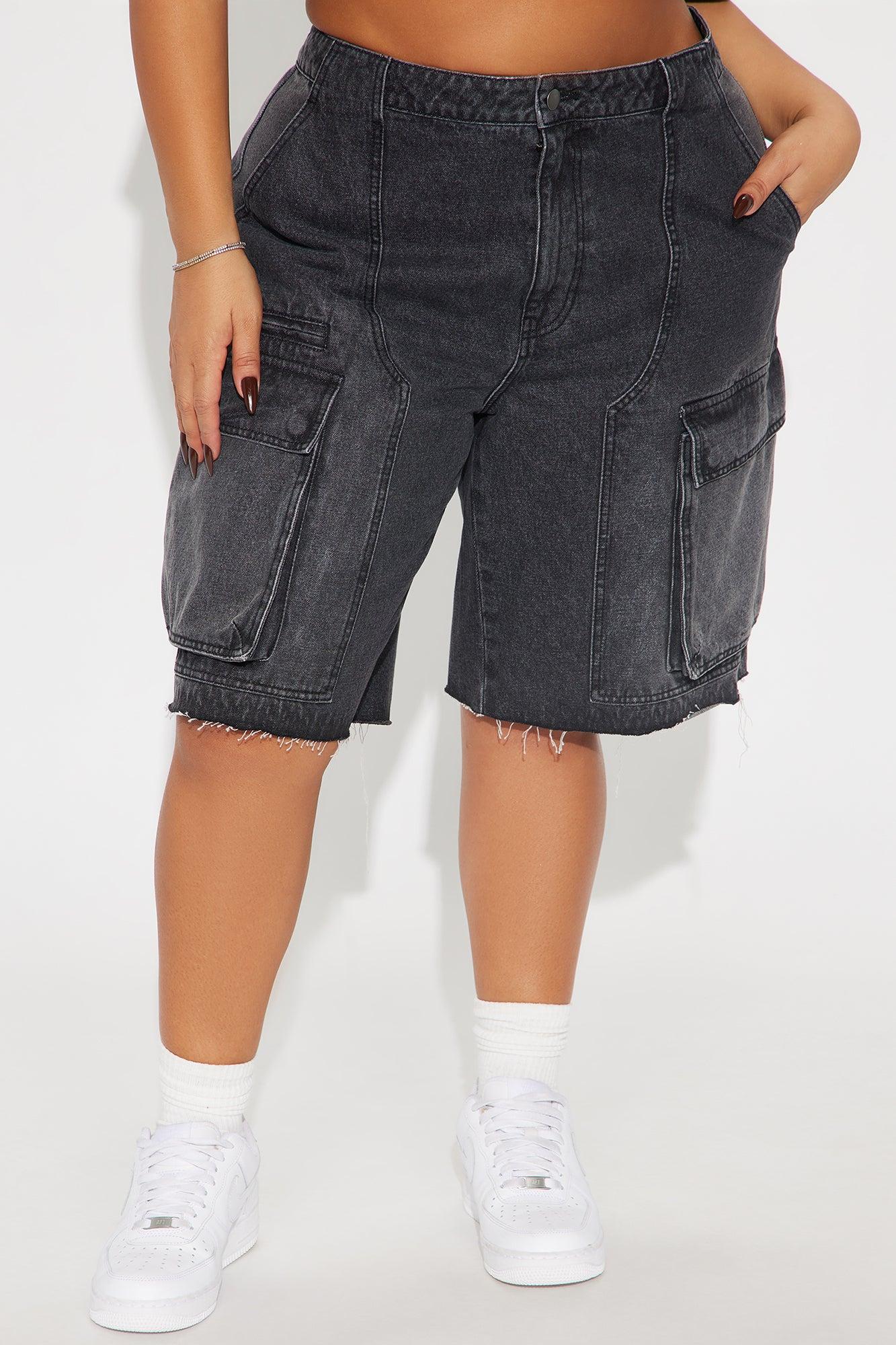 Parker Denim Cargo Jorts - Black Wash Product Image