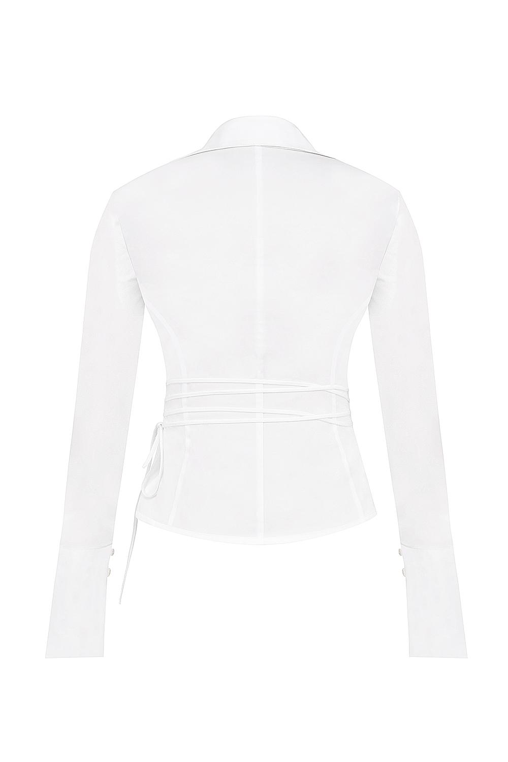 Moren  white fitted cotton tie front shirt - sale Product Image