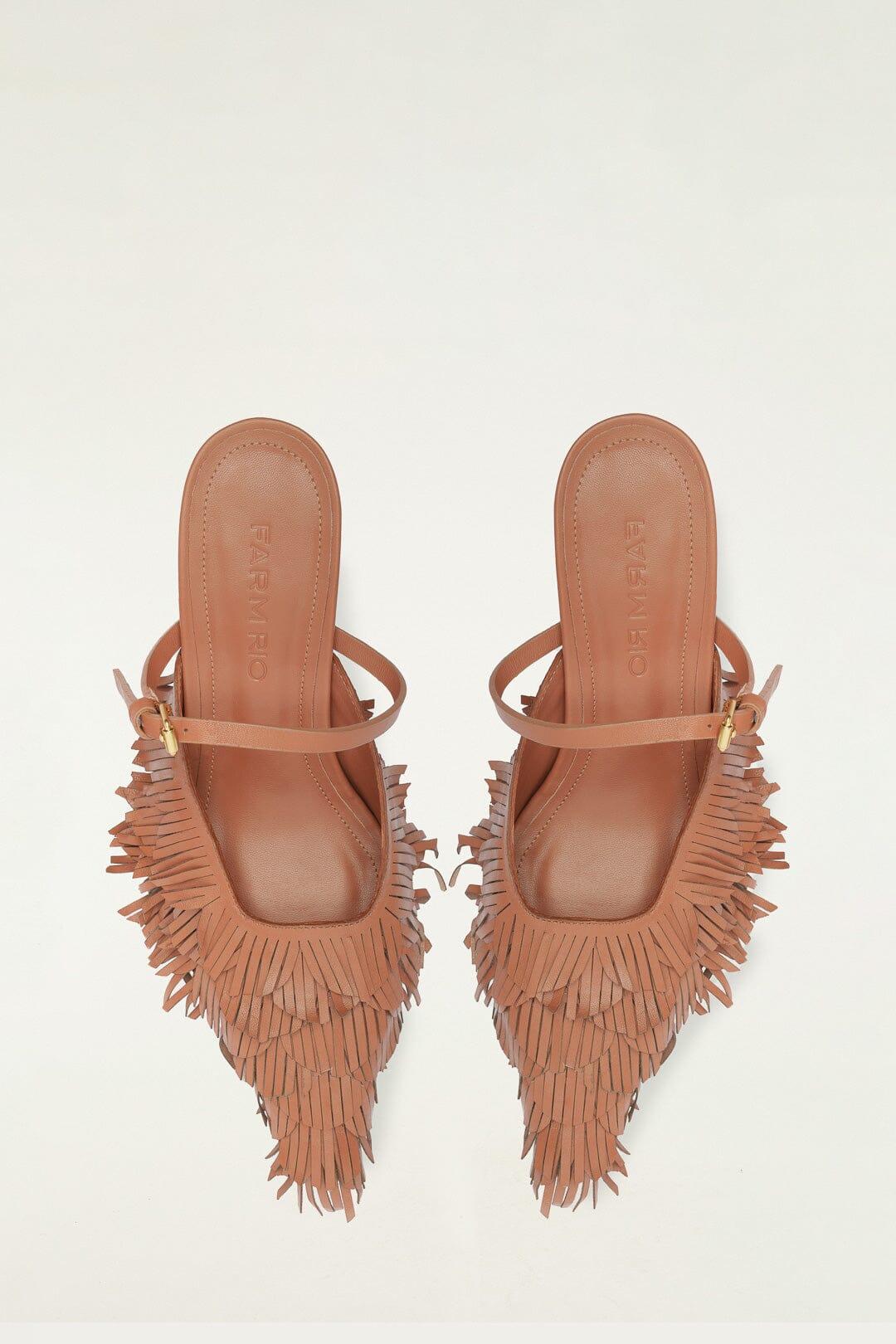 Brown Fringe Heeled Sandal Product Image