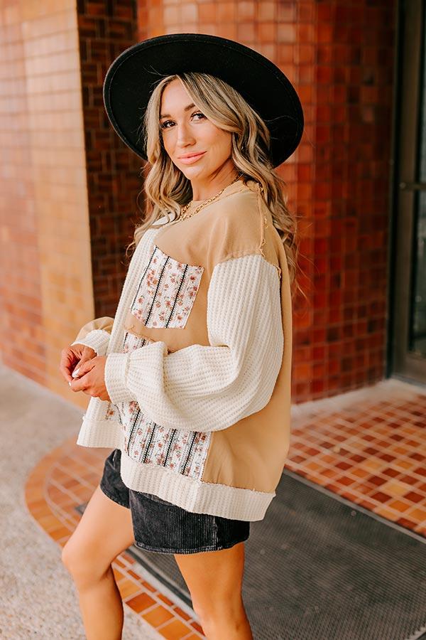 Pumpkin Picking Knit Color Block Top Product Image