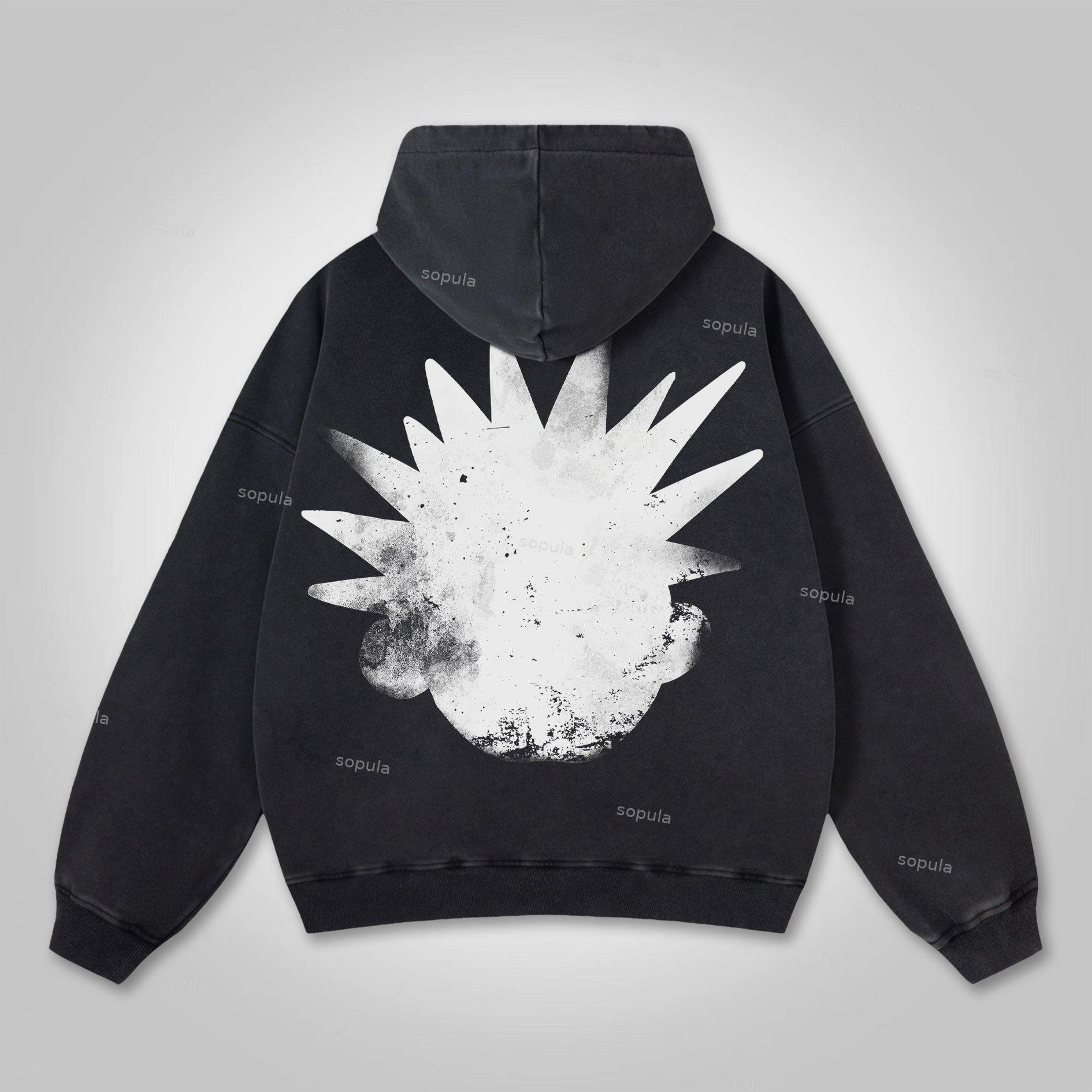 Sopula The Brain Explodes Print Graphic Washed Hoodie Product Image