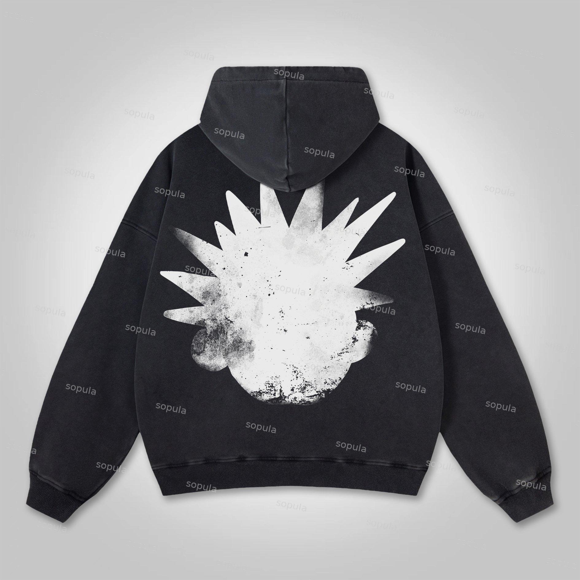 Sopula The Brain Explodes Print Graphic Washed Hoodie Product Image