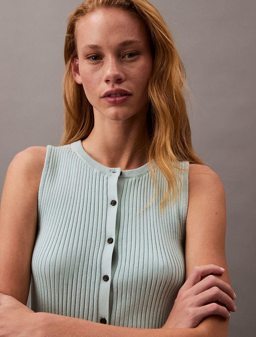 Smooth Cotton Rib Sweater Tank Product Image