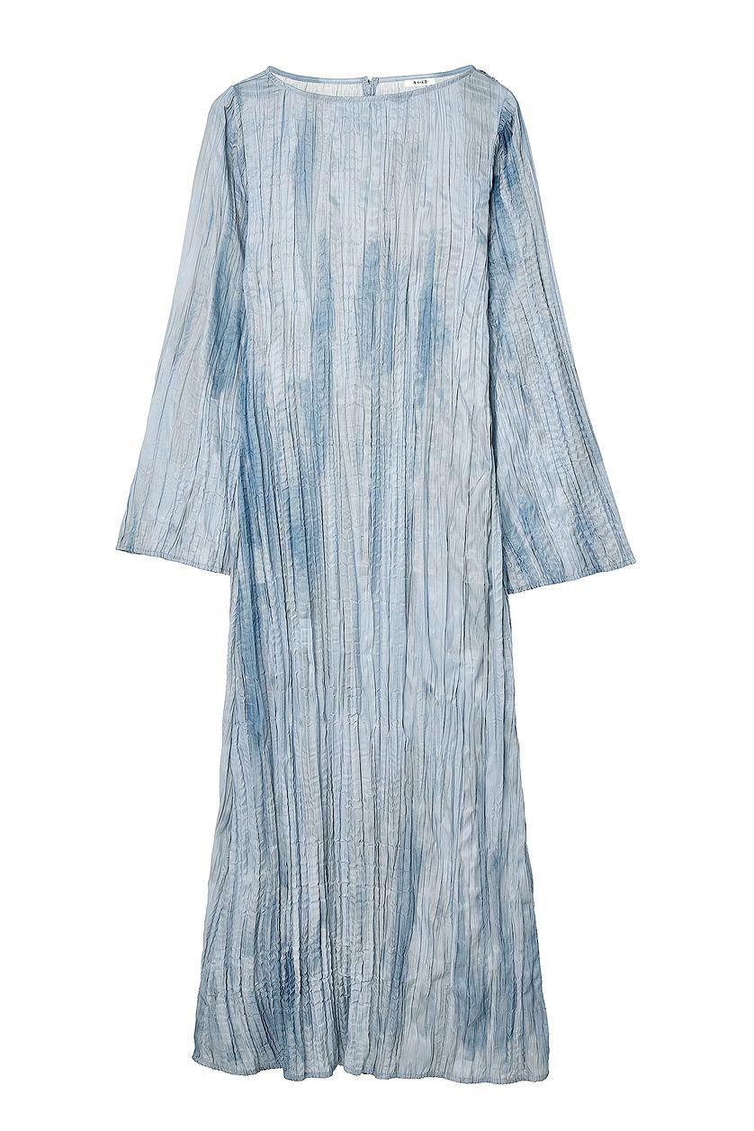 Crinkled Long Sleeve Open Back Maxi Dress Product Image