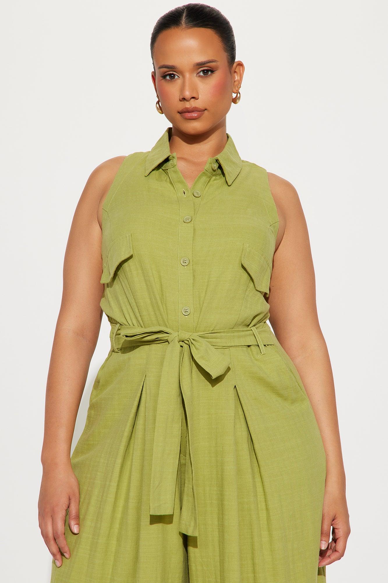 Lizzie Linen Jumpsuit - Green Product Image