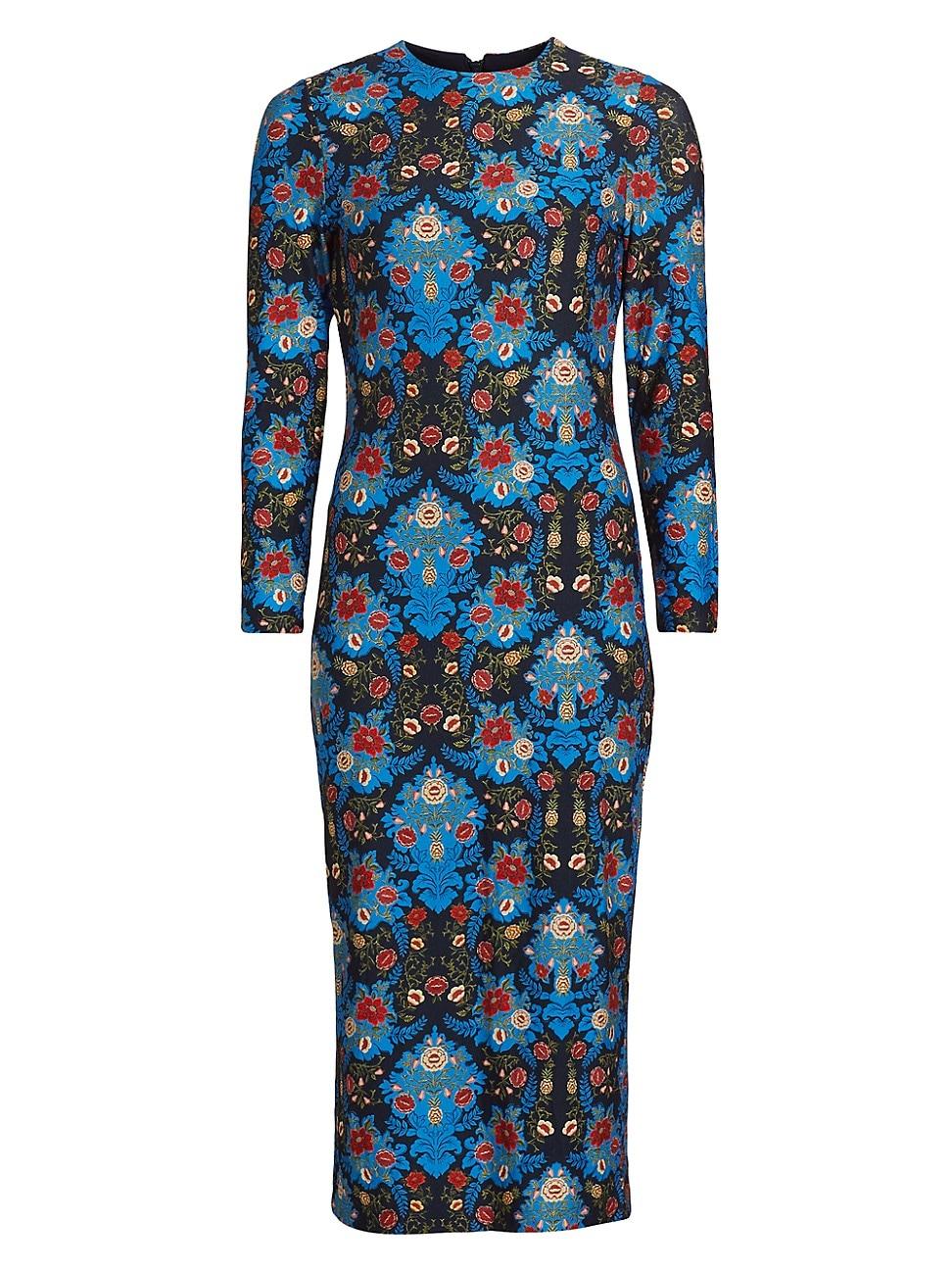 Womens Arabesque Floral Jersey Midi-Dress Product Image
