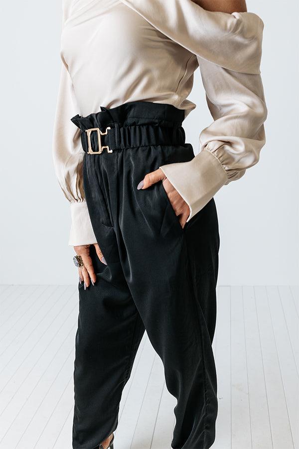 Defined Bliss Satin Pants In Black Product Image