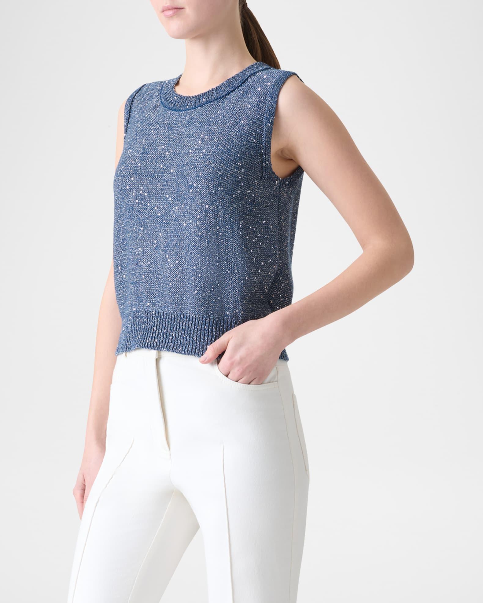 Sleeveless Sequined Crewneck Top Product Image