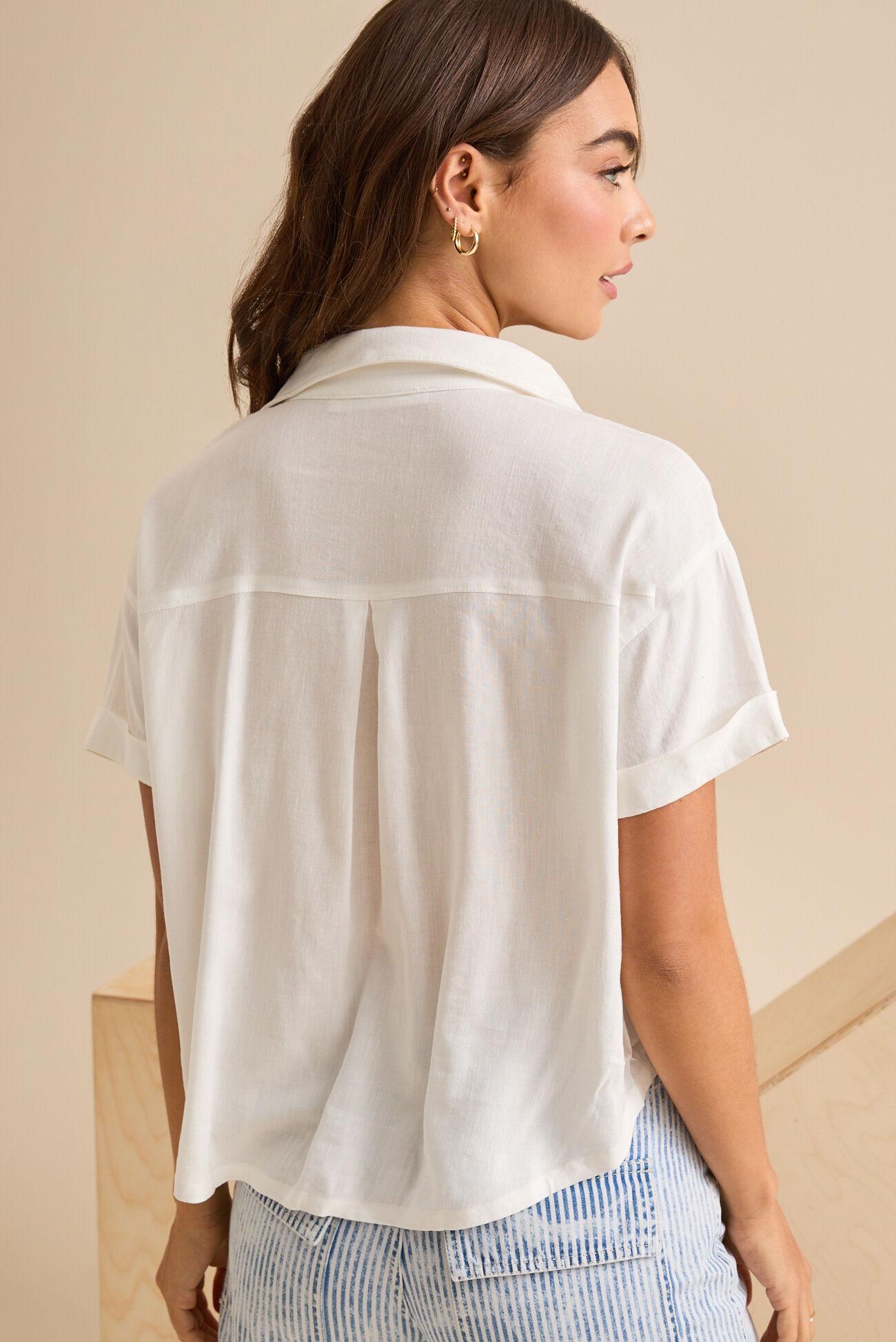Courtney Crop Linen Shirt Product Image
