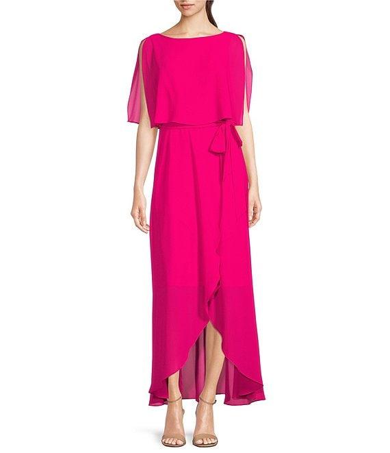 Jessica Howard Split Sleeve Tie Waist Round Neck High-Low Popover Dress Product Image