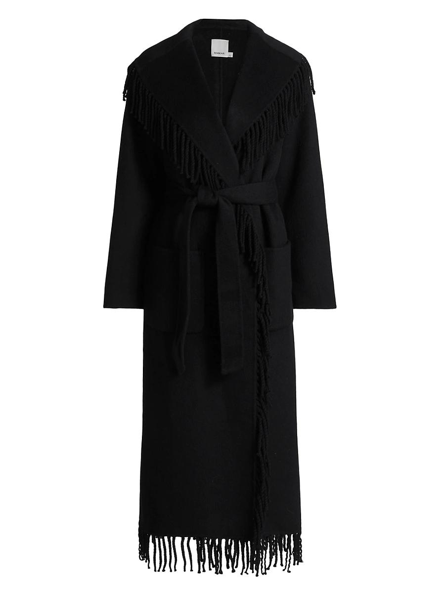 Womens Carrie Fringed Wool-Blend Coat Product Image