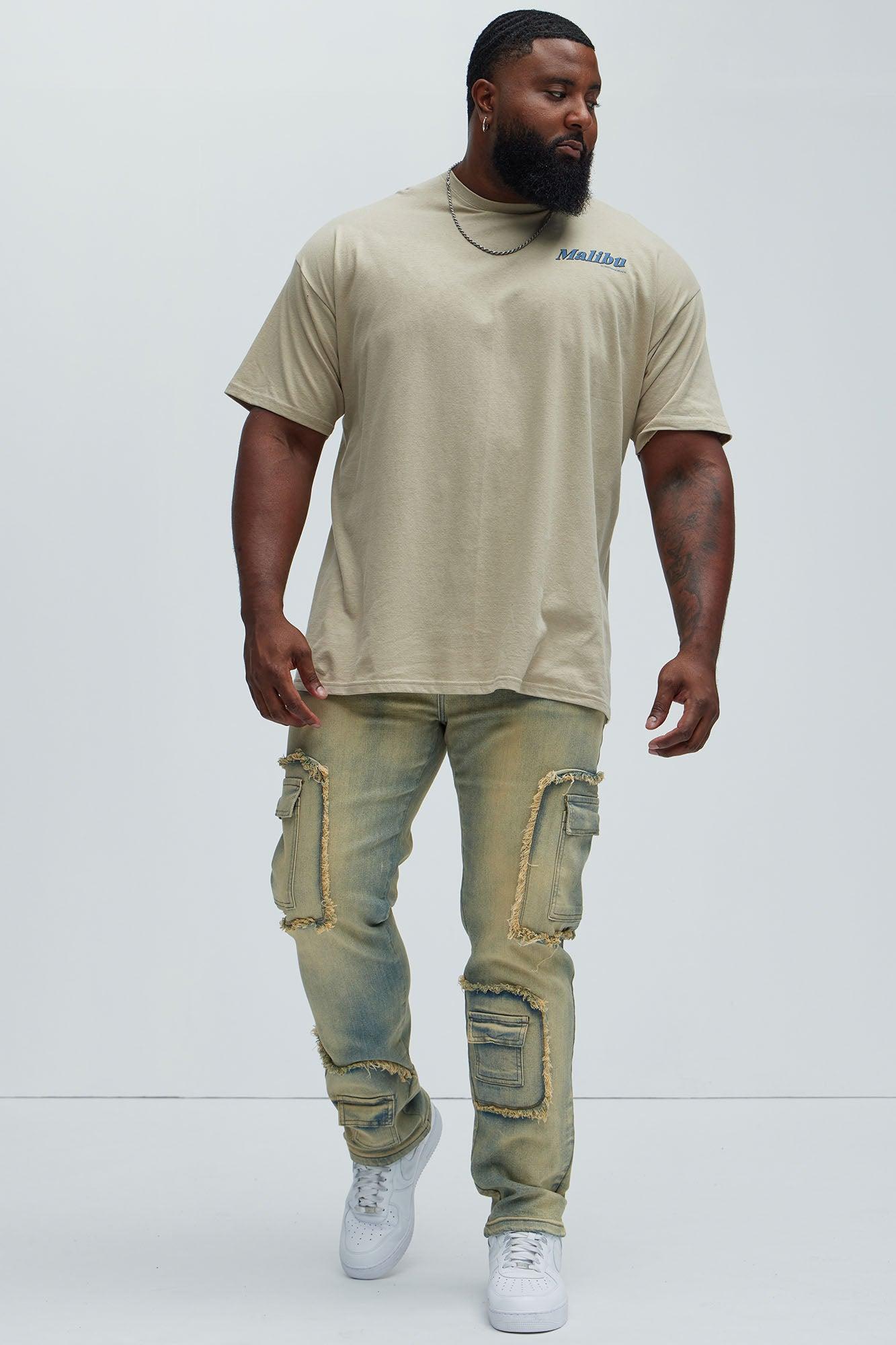Be That Frayed Cargo Straight Jeans - Light Wash Product Image