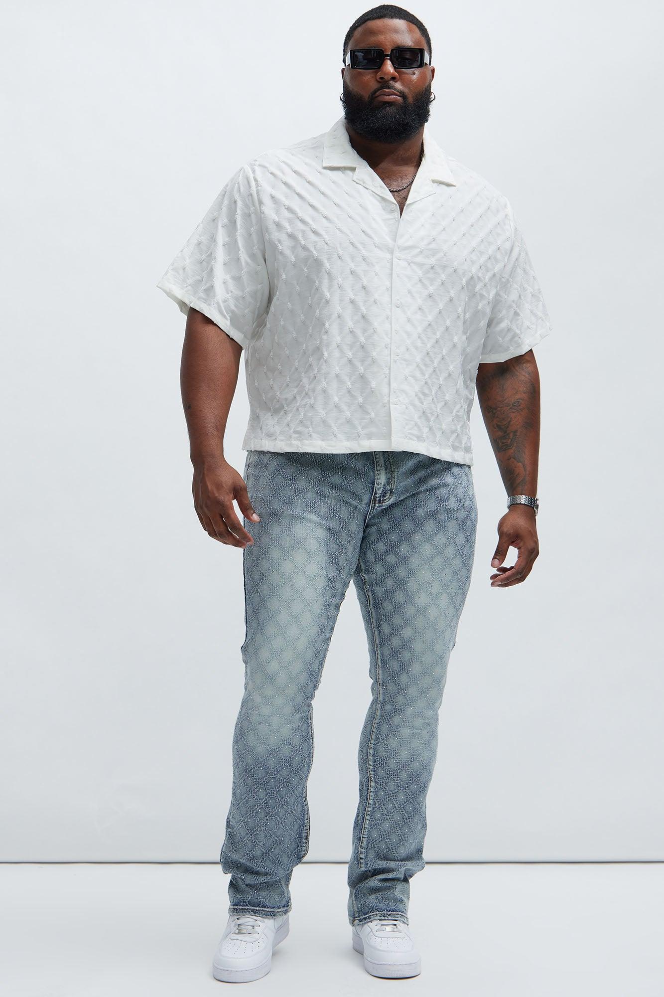 I Be Jeweled Stacked Skinny Flare Jeans - Light Blue Product Image