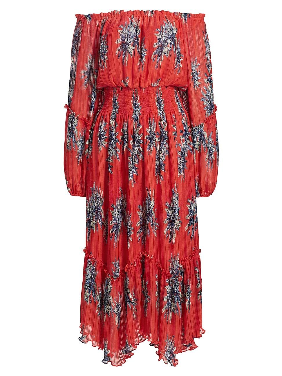 Womens Alyce Pliss Floral Off-the-Shoulder Dress Product Image