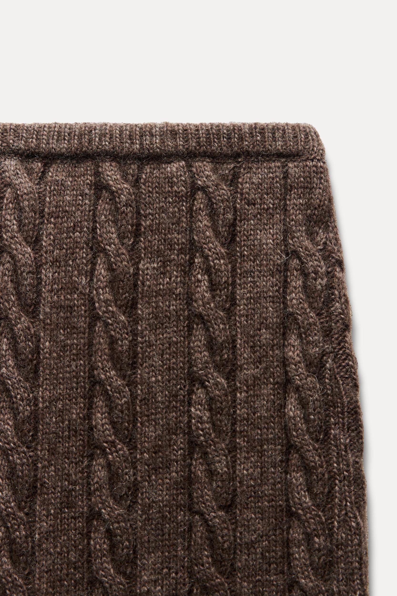 CABLE KNIT WOOL BLEND MIDI SKIRT Product Image