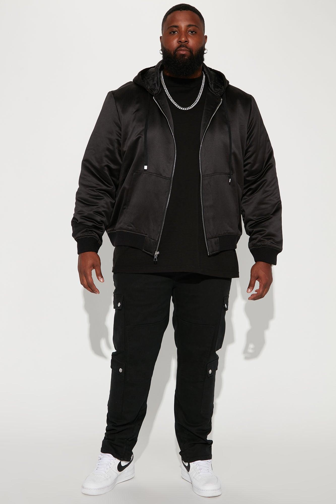 Padded Nylon Hooded Bomber Jacket - Black Product Image