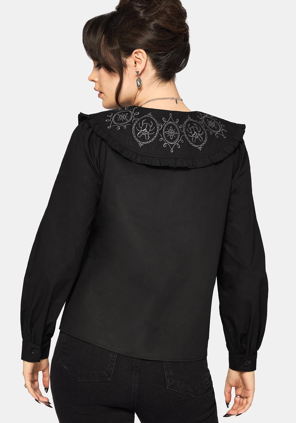 Alira Bug Embroidered Collar Long Sleeved Blouse Product Image