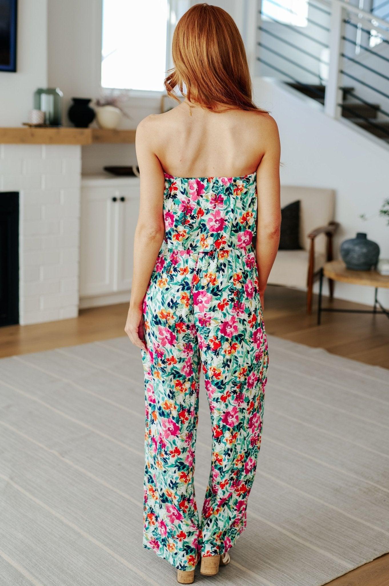 Life of the Party Floral Jumpsuit in Green Product Image