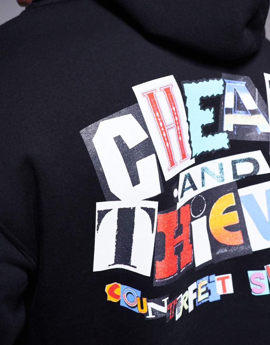 Cheats & Thieves ransom logo back print 320gsm hoodie in black Product Image