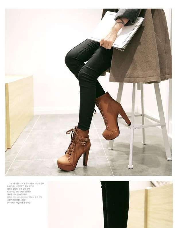 Lace-Up High-Heel Platform Short Boots Product Image
