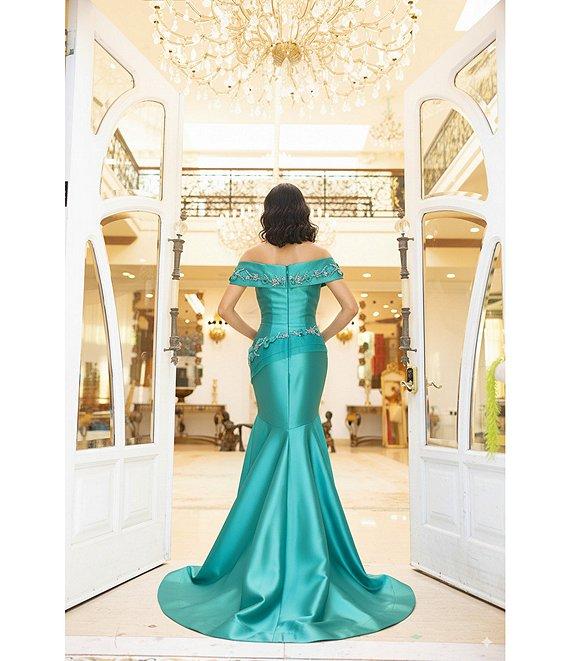 Terani Couture 3D Flower Beaded Off The Shoulder Dress Product Image