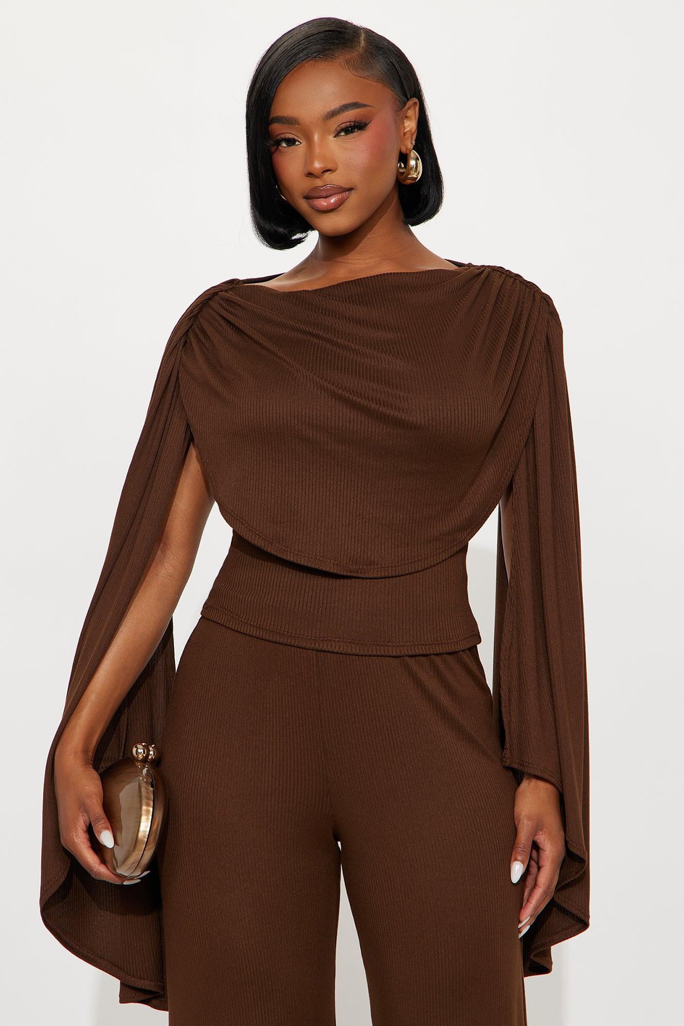 Everly Draped Pant Set - Chocolate Female Product Image