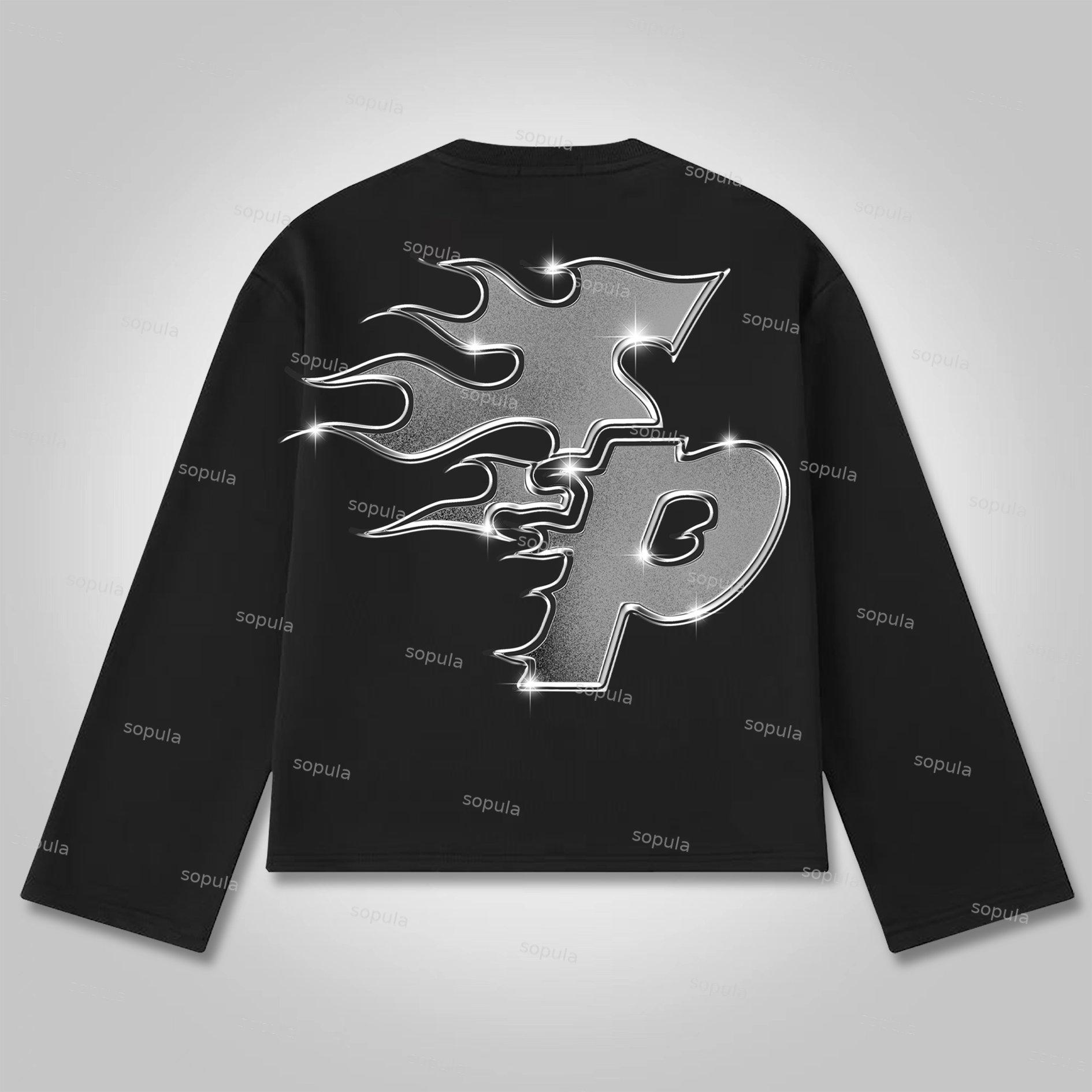 Sopula Money Boxing Gloves Printed Graphics Cotton Long Sleeve T-Shirt Product Image