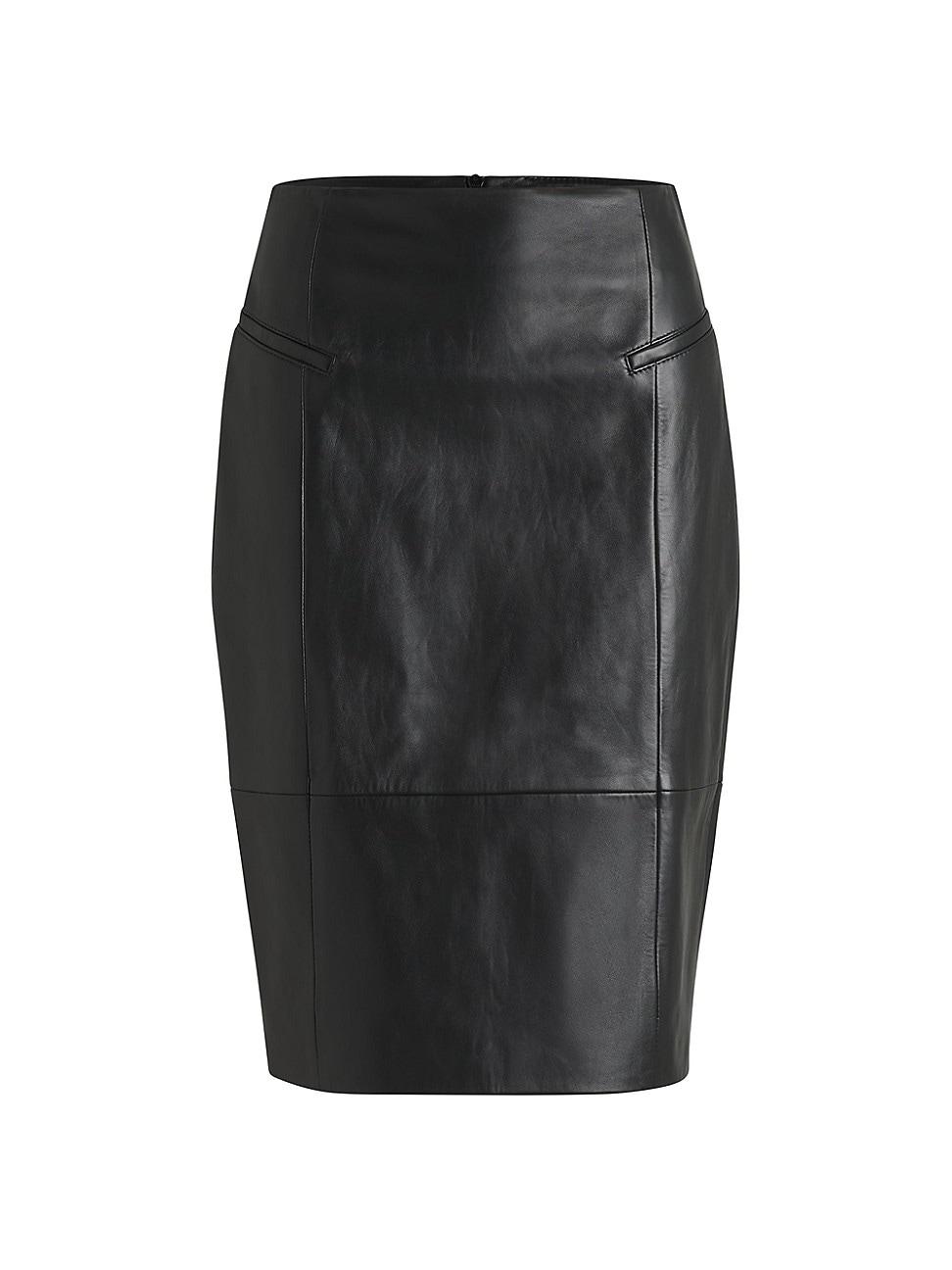 Womens Pencil Skirt in Lustrous Leather Product Image