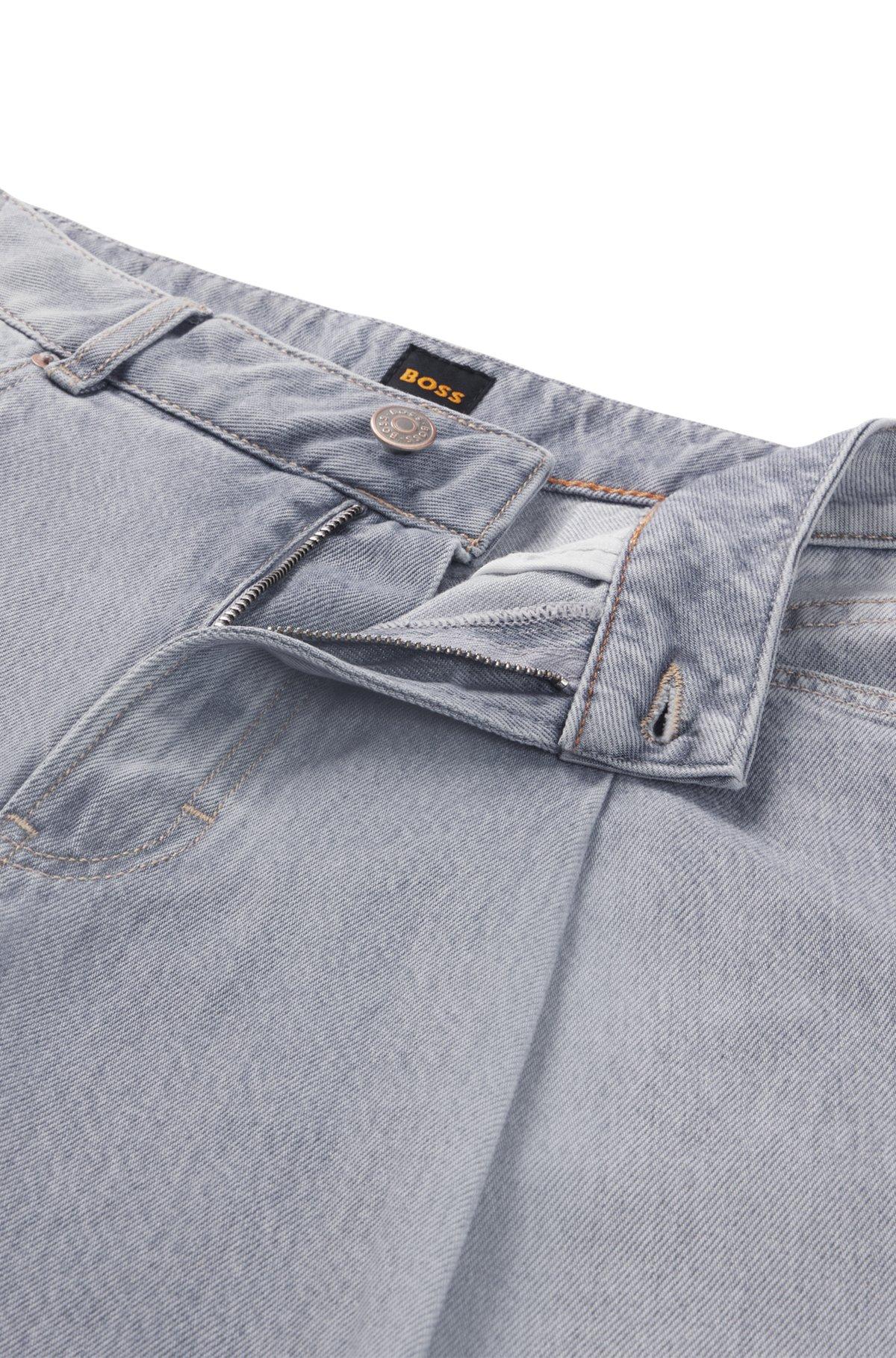Wide-leg jeans in gray denim with front pleats Product Image