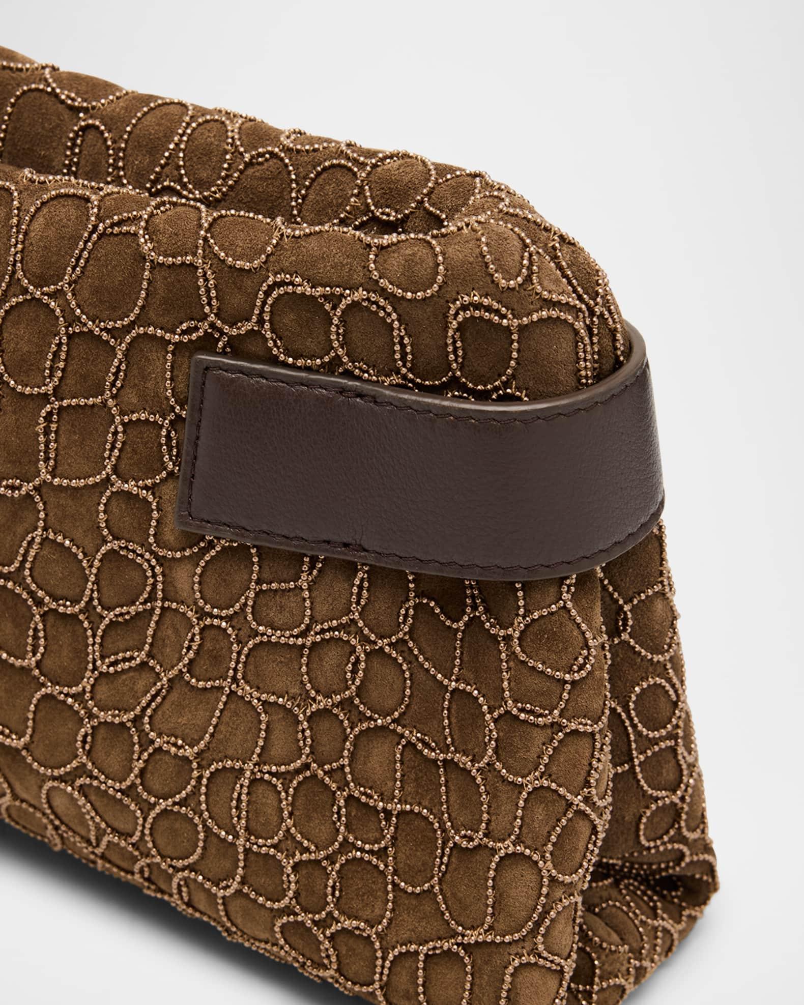 Essense Bead-Embroidered Suede Clutch Bag Product Image